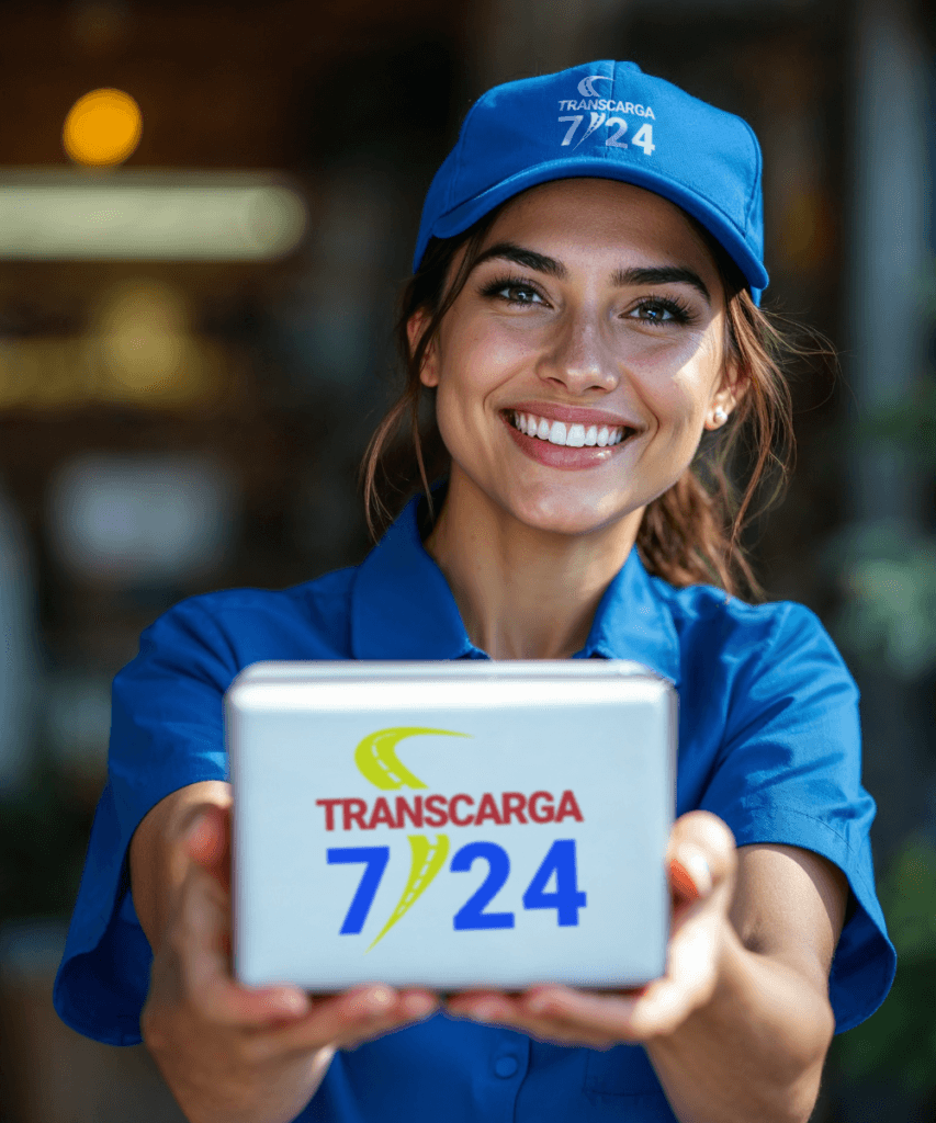 Mujer amable entregando un paquete